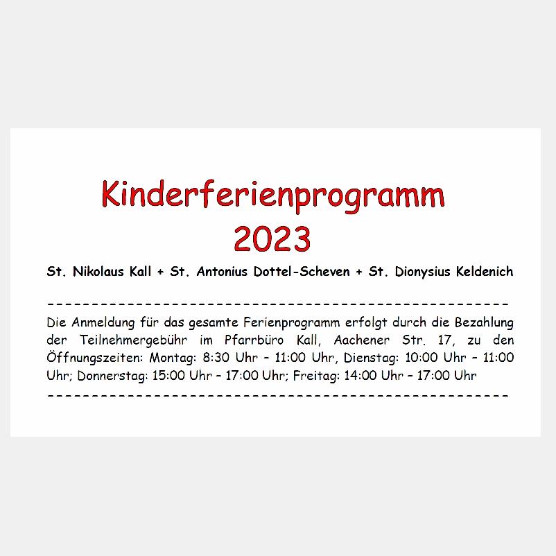 Kinderferienprogramm 2023 Kall